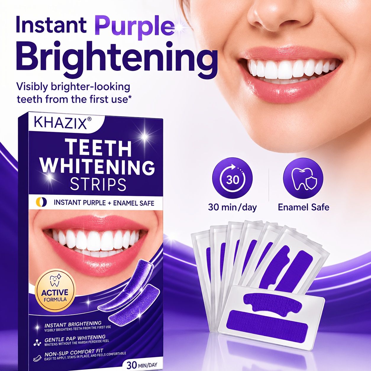 5/10pairs Purple Teeth Whiteni - Teeth Whitening Strips Permanent ulasan dan harga