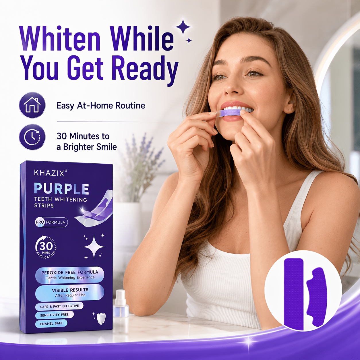 1/10pairs Purple Teeth Whiteni - Teeth Whitening Strips Permanent ulasan dan harga